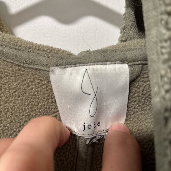 Joie Women’s Hooded Borg Teddy Sherpa Sage Green Coat Hoodie Cardigan Size L XL - Picture 2 of 8